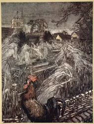 ...Fantômes, errant ici et là, rentrent chez eux dans les cimetières, illustration de 